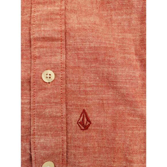 Volcom Shirt Mens Medium Red Short Sleeve Classic Skate Asymmetrical Party - Picture 6 of 11